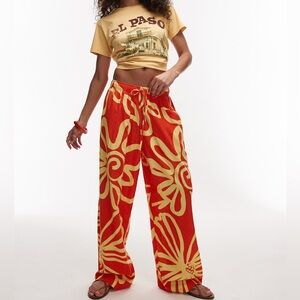 Topshop Red and Yellow Floral Pants